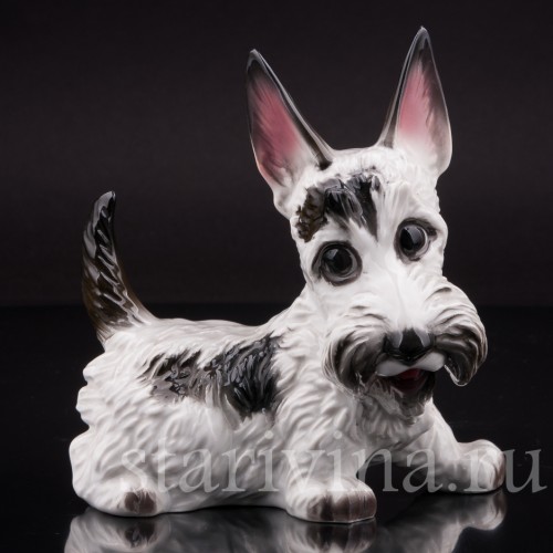Фигурка собаки из фарфора Скотчтерьер гротеск, миниатюра, Rosenthal, Германия, 1939 г.