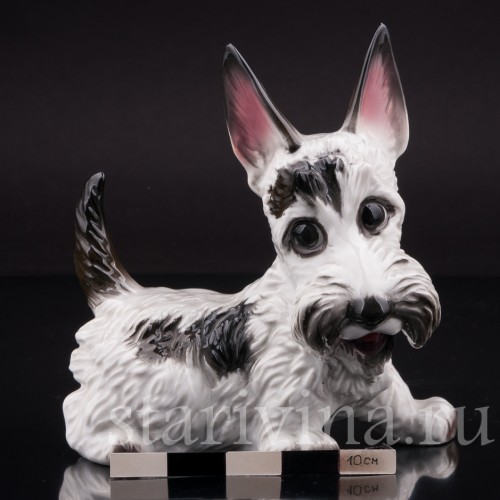 Фигурка собаки из фарфора Скотчтерьер гротеск, миниатюра, Rosenthal, Германия, 1939 г.
