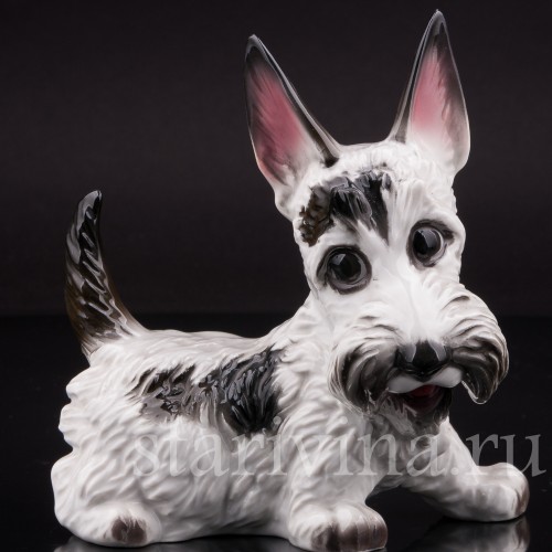 Фигурка собаки из фарфора Скотчтерьер гротеск, миниатюра, Rosenthal, Германия, 1939 г.