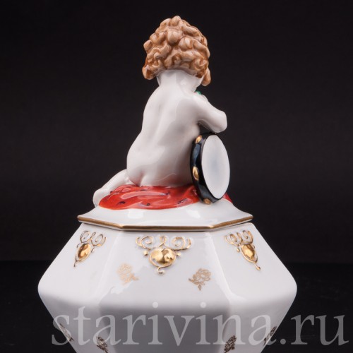 Шкатулка Девочка с виноградом и бубном, Hertwig & Co, Германия