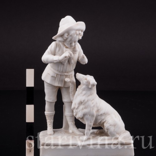 Бисквитная композиция Мальчик, дрессирующий собаку, Goebel, Германия, 1920 гг.