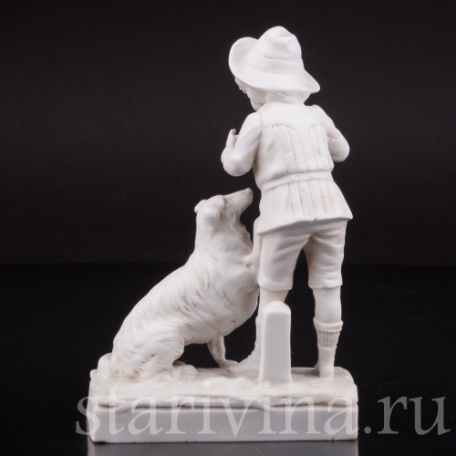 Бисквитная композиция Мальчик, дрессирующий собаку, Goebel, Германия, 1920 гг.