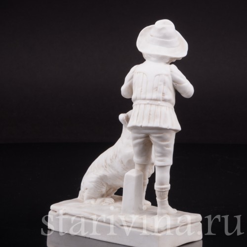 Бисквитная композиция Мальчик, дрессирующий собаку, Goebel, Германия, 1920 гг.