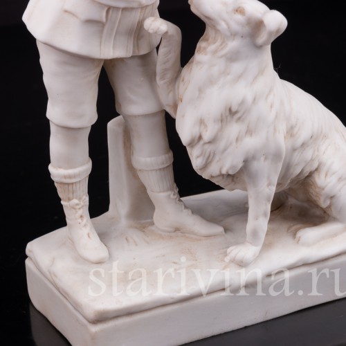 Бисквитная композиция Мальчик, дрессирующий собаку, Goebel, Германия, 1920 гг.