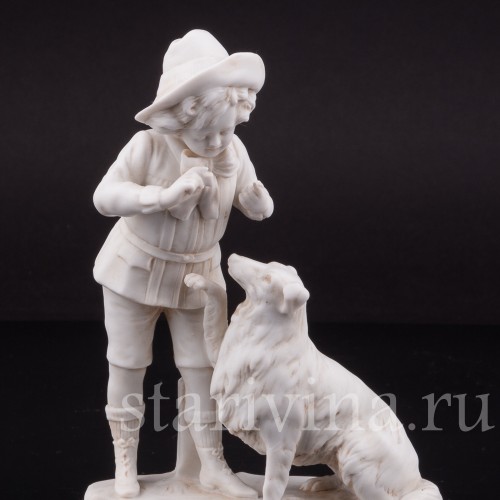 Бисквитная композиция Мальчик, дрессирующий собаку, Goebel, Германия, 1920 гг.