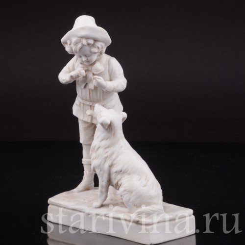 Бисквитная композиция Мальчик, дрессирующий собаку, Goebel, Германия, 1920 гг.