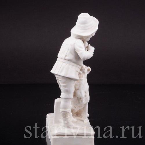 Бисквитная композиция Мальчик, дрессирующий собаку, Goebel, Германия, 1920 гг.