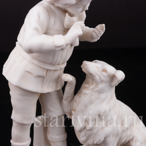 Бисквитная композиция Мальчик, дрессирующий собаку, Goebel, Германия, 1920 гг.
