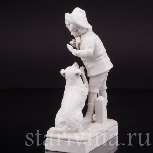 Бисквитная композиция Мальчик, дрессирующий собаку, Goebel, Германия, 1920 гг.