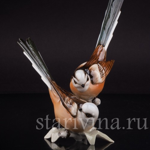 Статуэтка птиц из фарфора Длиннохвостые синицы, Hutschenreuther, Германия, 1970 гг.