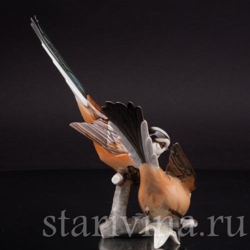 Статуэтка птиц из фарфора Длиннохвостые синицы, Hutschenreuther, Германия, 1970 гг.