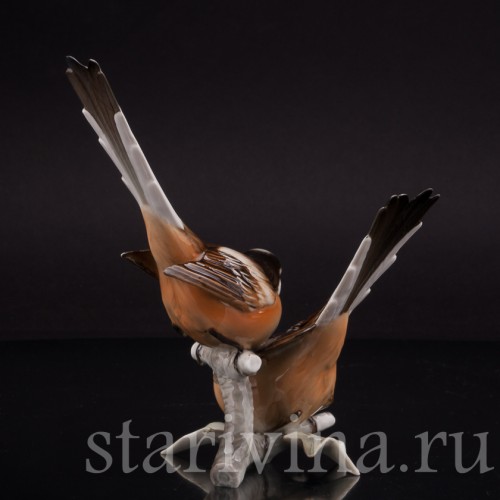 Статуэтка птиц из фарфора Длиннохвостые синицы, Hutschenreuther, Германия, 1970 гг.