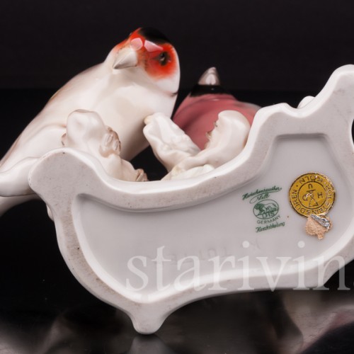 Фигурка птиц из фарфора Снегирь и щегол, Hutschenreuther, Германия, 1938-55 гг.