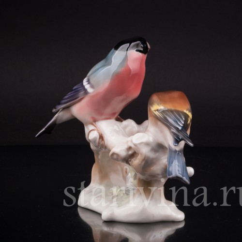 Фигурка птиц из фарфора Снегирь и щегол, Hutschenreuther, Германия, 1938-55 гг.