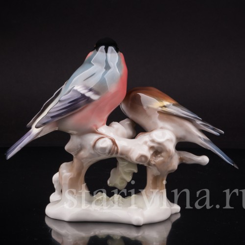 Фигурка птиц из фарфора Снегирь и щегол, Hutschenreuther, Германия, 1938-55 гг.