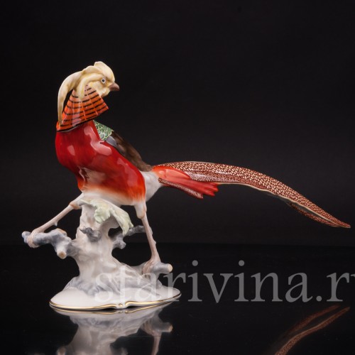 Фигурка птицы из фарфора Золотой фазан, Hutschenreuther, Германия, 1970 гг.