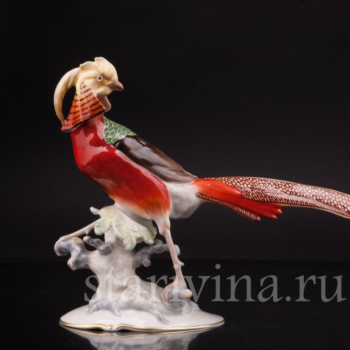 Фигурка птицы из фарфора Золотой фазан, Hutschenreuther, Германия, 1970 гг.
