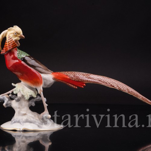 Фигурка птицы из фарфора Золотой фазан, Hutschenreuther, Германия, 1970 гг.