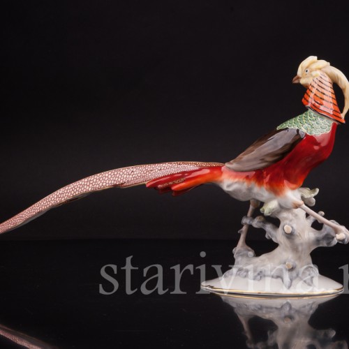 Фигурка птицы из фарфора Золотой фазан, Hutschenreuther, Германия, 1970 гг.