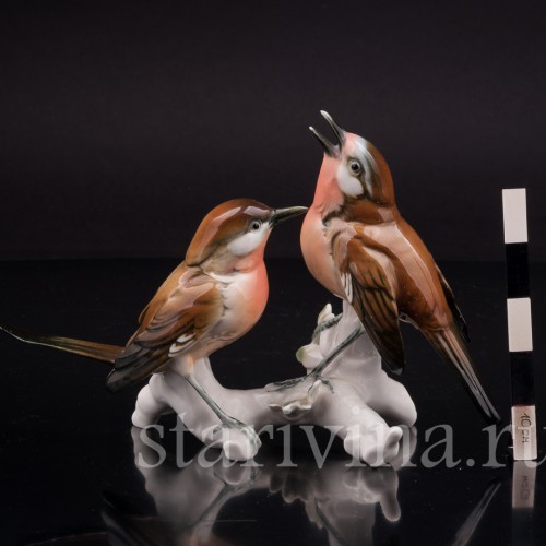 Статуэтка птиц из фарфора Две малиновки, Karl Ens, Германия, пер. пол. 20 в.