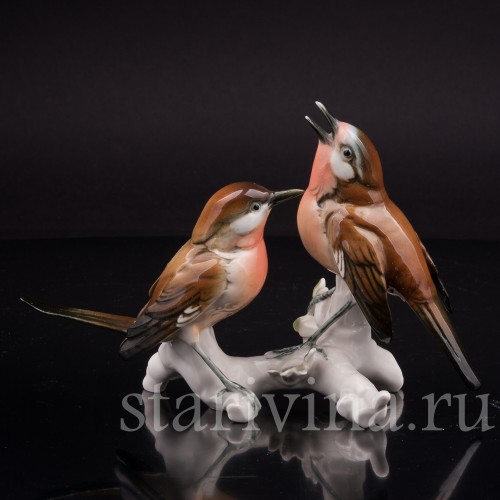 Статуэтка птиц из фарфора Две малиновки, Karl Ens, Германия, пер. пол. 20 в.