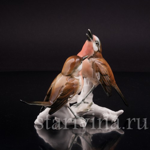 Статуэтка птиц из фарфора Две малиновки, Karl Ens, Германия, пер. пол. 20 в.