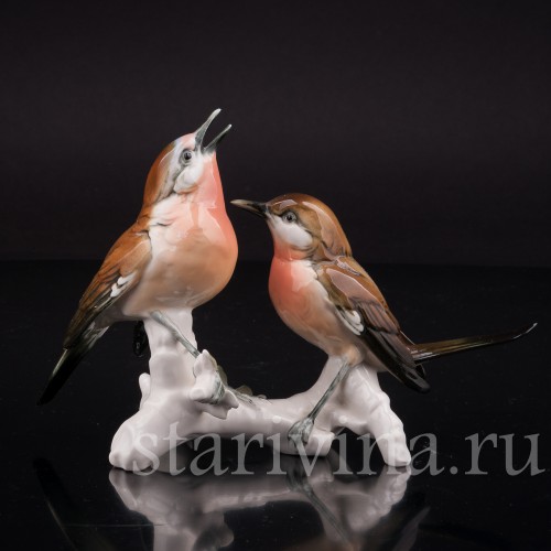 Статуэтка птиц из фарфора Две малиновки, Karl Ens, Германия, пер. пол. 20 в.