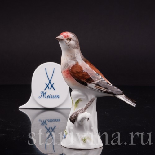 Фигурка птицы из фарфора Коноплянка, Meissen, Германия.