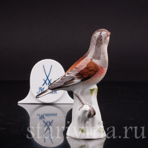 Фигурка птицы из фарфора Коноплянка, Meissen, Германия.