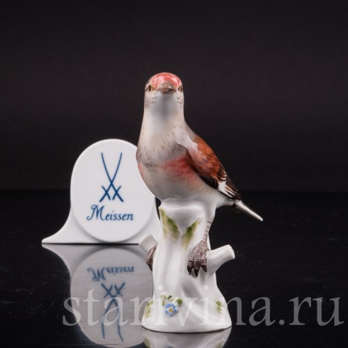 Фигурка птицы из фарфора Коноплянка, Meissen, Германия.