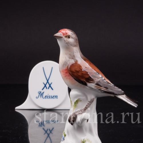 Фигурка птицы из фарфора Коноплянка, Meissen, Германия.