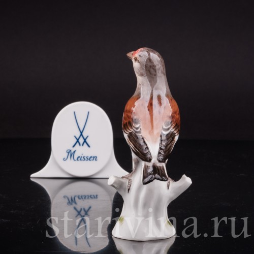 Фигурка птицы из фарфора Коноплянка, Meissen, Германия.