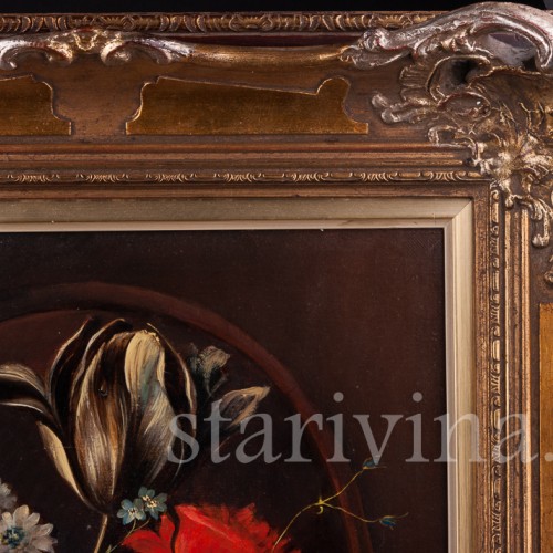 Картина маслом, натюрморт Цветы в корзине, Германия, вт. пол. 20 в.