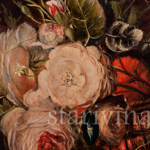 Картина маслом, натюрморт Цветы в корзине, Германия, вт. пол. 20 в.