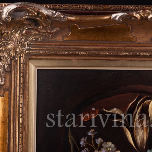 Картина маслом, натюрморт Цветы в корзине, Германия, вт. пол. 20 в.