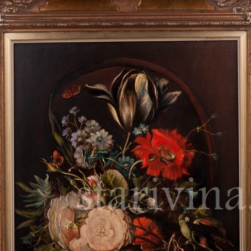 Картина маслом, натюрморт Цветы в корзине, Германия, вт. пол. 20 в.