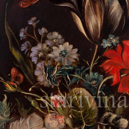 Картина маслом, натюрморт Цветы в корзине, Германия, вт. пол. 20 в.