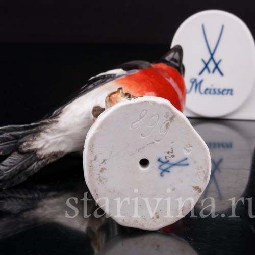 Фигурка птицы из фарфора Снегирь, Meissen, Германия, сер. 19- нач. 20 вв.