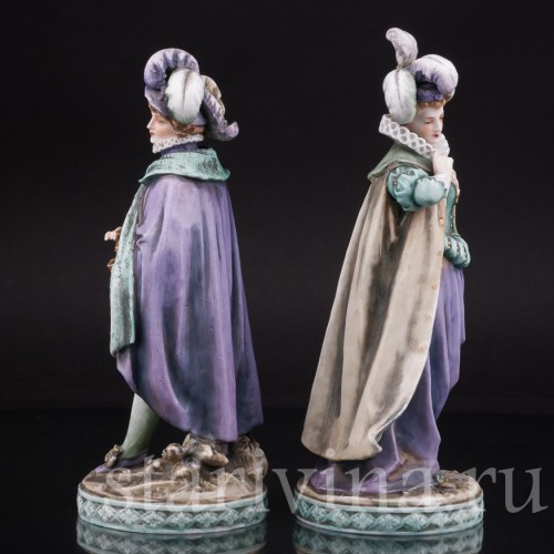 Фарфоровые статуэтки Галантная пара эпохи возрождения, Volkstedt, Германия, 19 в.