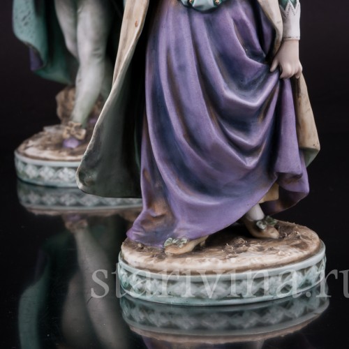 Фарфоровые статуэтки Галантная пара эпохи возрождения, Volkstedt, Германия, 19 в.