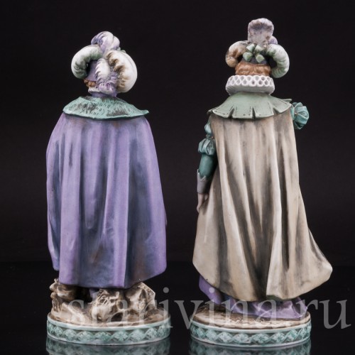 Фарфоровые статуэтки Галантная пара эпохи возрождения, Volkstedt, Германия, 19 в.