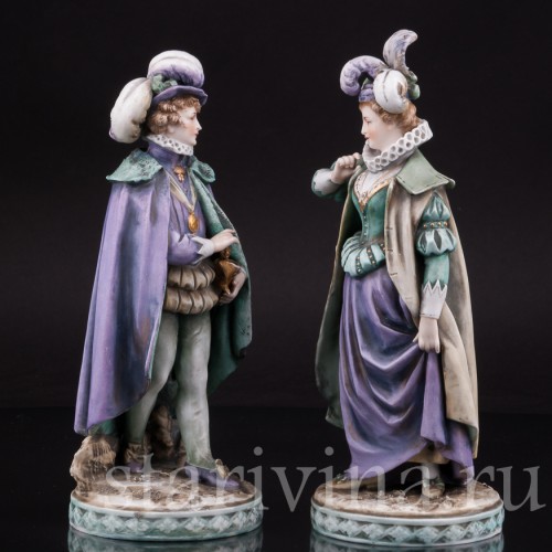 Фарфоровые статуэтки Галантная пара эпохи возрождения, Volkstedt, Германия, 19 в.
