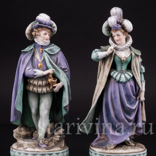 Фарфоровые статуэтки Галантная пара эпохи возрождения, Volkstedt, Германия, 19 в.