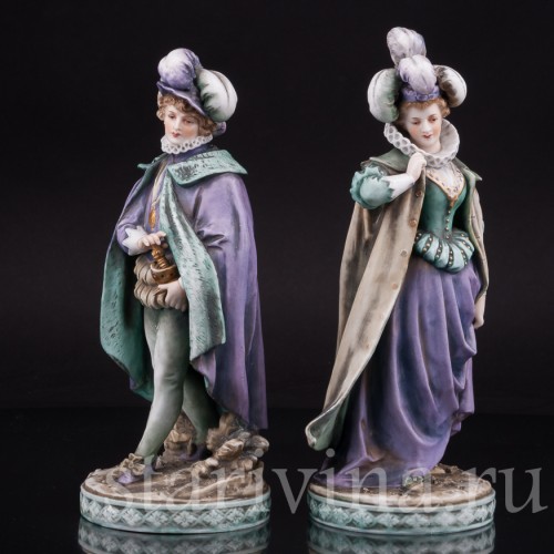 Фарфоровые статуэтки Галантная пара эпохи возрождения, Volkstedt, Германия, 19 в.
