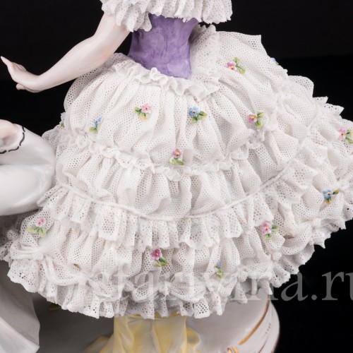 Фарфоровая композиция Пьеро и Коломбина, кружевная, Volkstedt, Германия, до 1935 г.