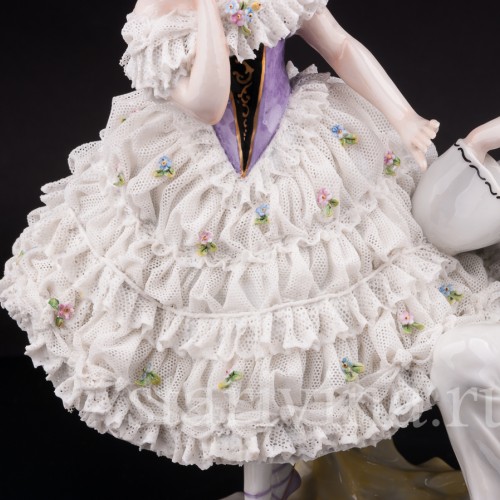 Фарфоровая композиция Пьеро и Коломбина, кружевная, Volkstedt, Германия, до 1935 г.