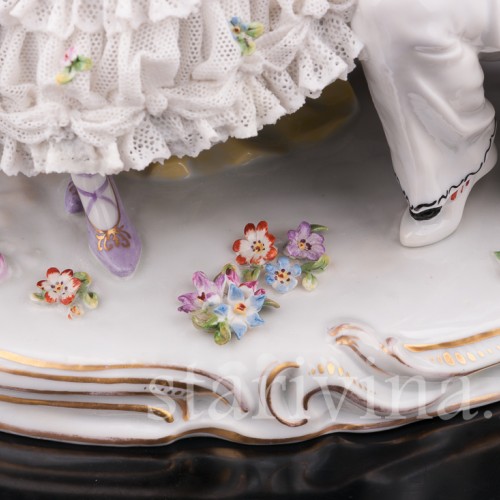 Фарфоровая композиция Пьеро и Коломбина, кружевная, Volkstedt, Германия, до 1935 г.