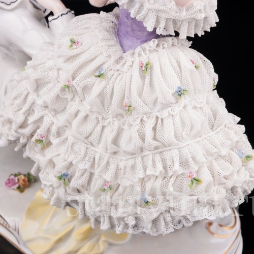 Фарфоровая композиция Пьеро и Коломбина, кружевная, Volkstedt, Германия, до 1935 г.