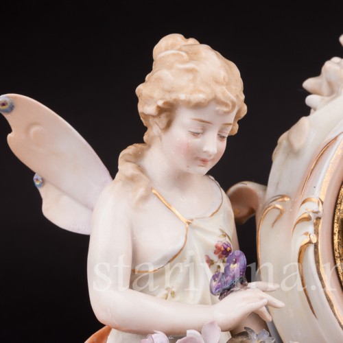 Фарфоровые часы Лесная фея Volkstedt, Германия, 19 в.