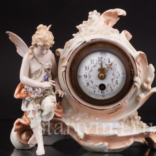 Фарфоровые часы Лесная фея Volkstedt, Германия, 19 в.